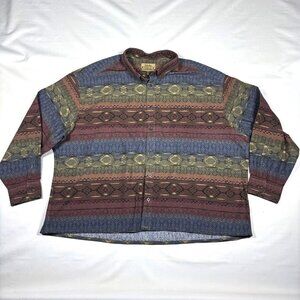 VTG Cabelas Deerskin Soft Chamois Aztec Southwestern Flannel Shirt Mens 4XL